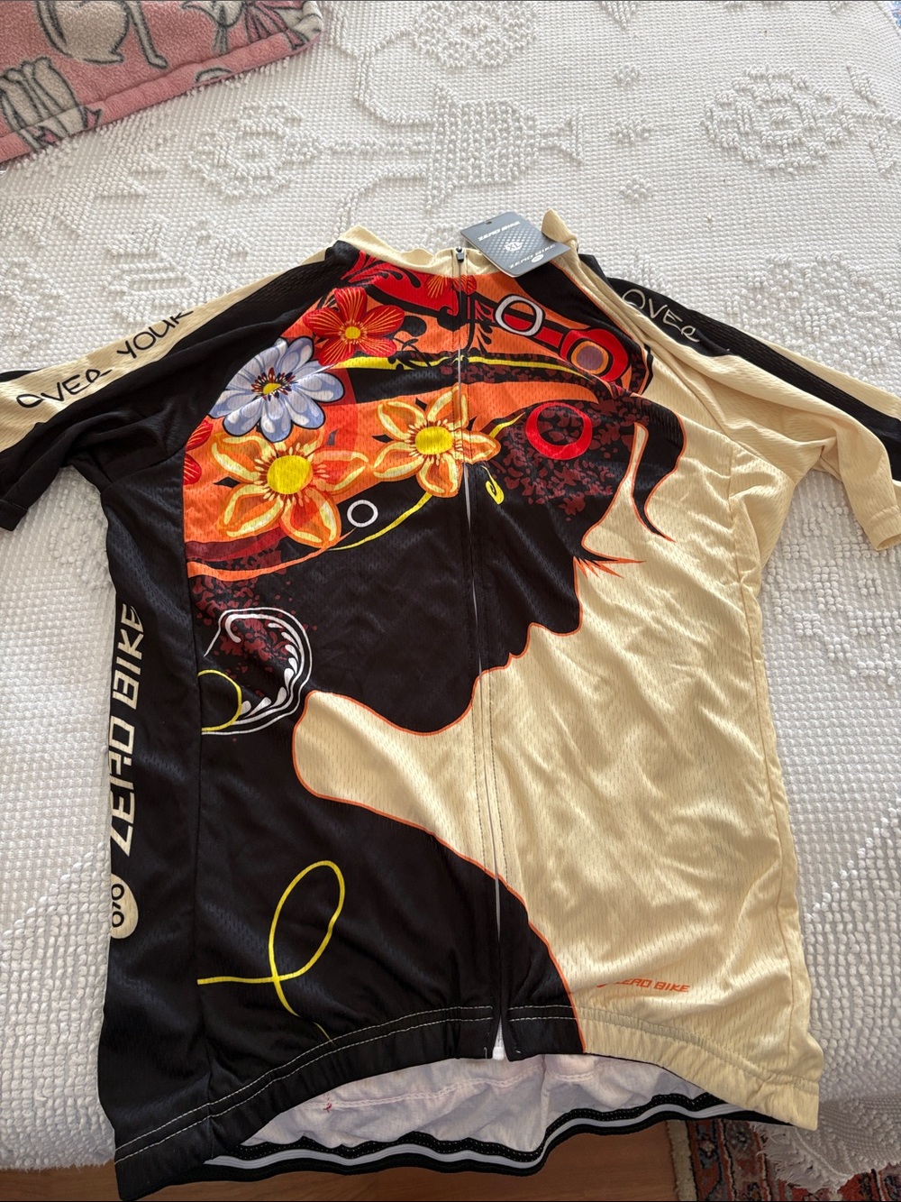 Women's Floral Graphic Cycling Jacket - Black & Cream